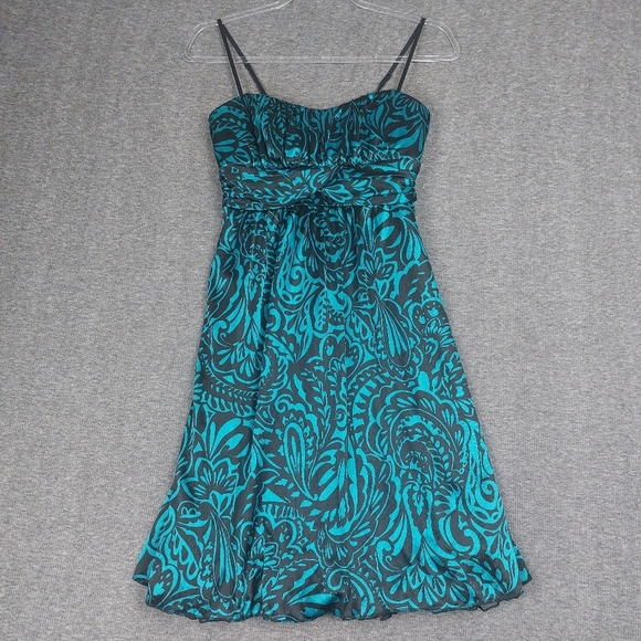 Ruby Rox Dresses & Skirts - RUBY ROX WOMENS VINTAGE Y2K TEAL BLUE BLACK FLORAL HOMECOMING DANCE DRESS SZ M